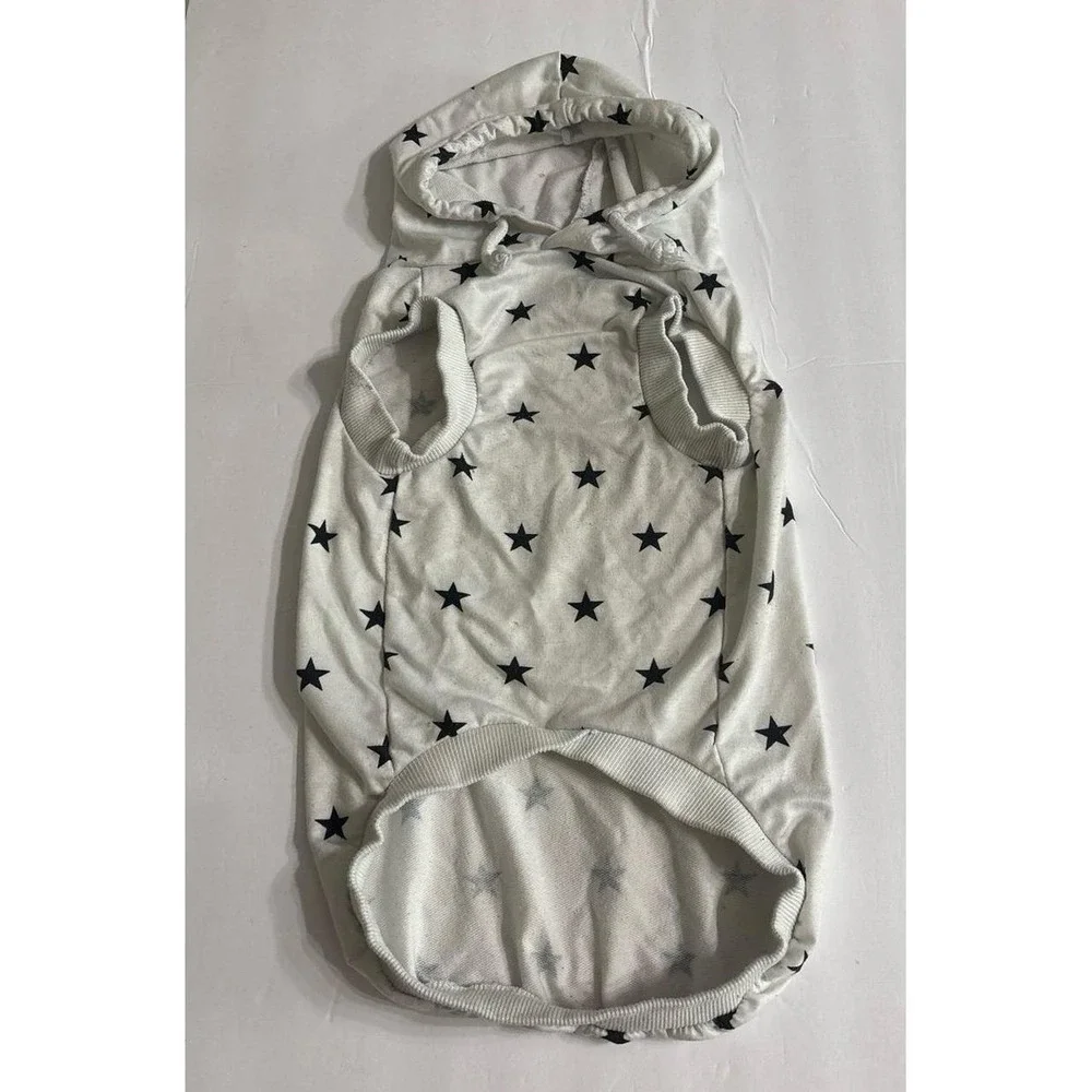 Dog White & Black Star Hoodie Shirt (Medium)